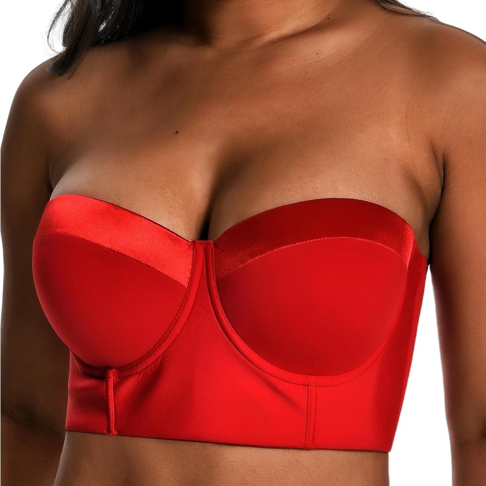 NWT- Red 38DDD Strapless Bra Longline 38F  / 38 DDD